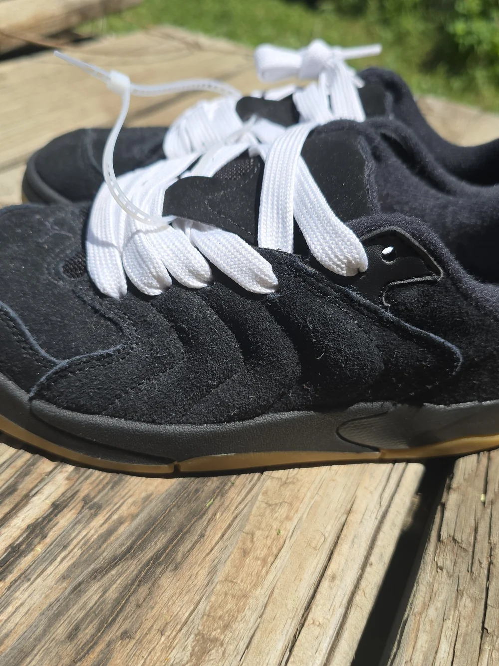 New - Nike Air Jordan Session GS BlackKids Black Suede Sneakers with White Laces
